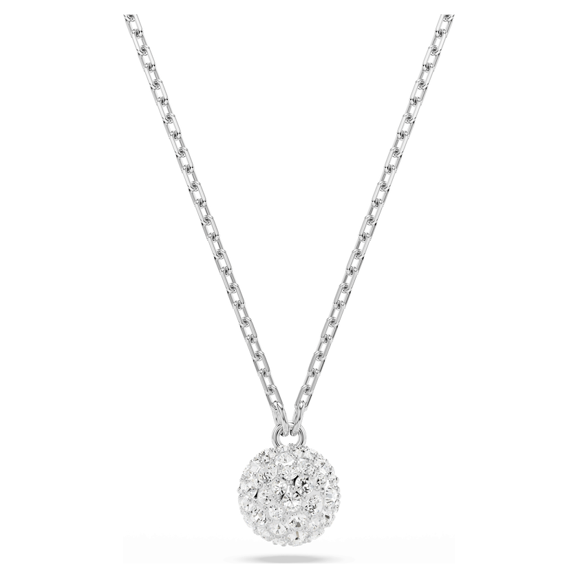 swarovski dextera pendant  round cut  sphere  white  rhodium plated