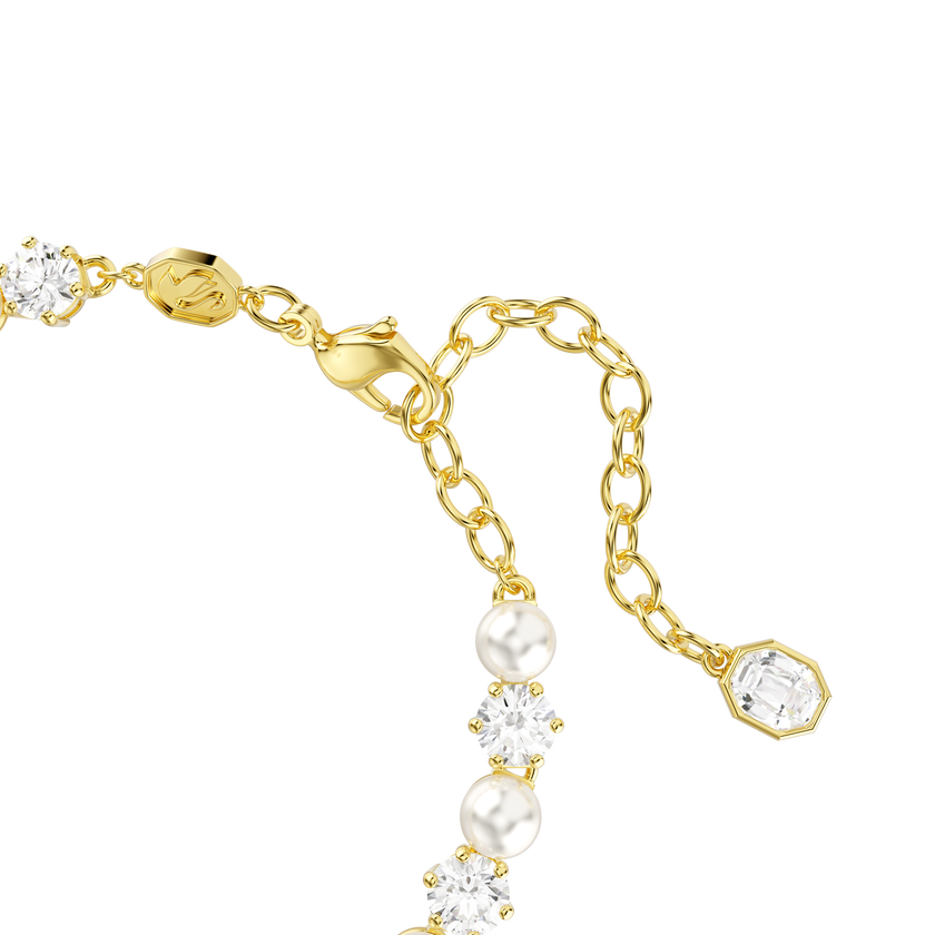 swarovski سوار matrix tennis، لآلئ كريستال، قطع مستدير، لون أبيض، طلاء باللون الذهبي