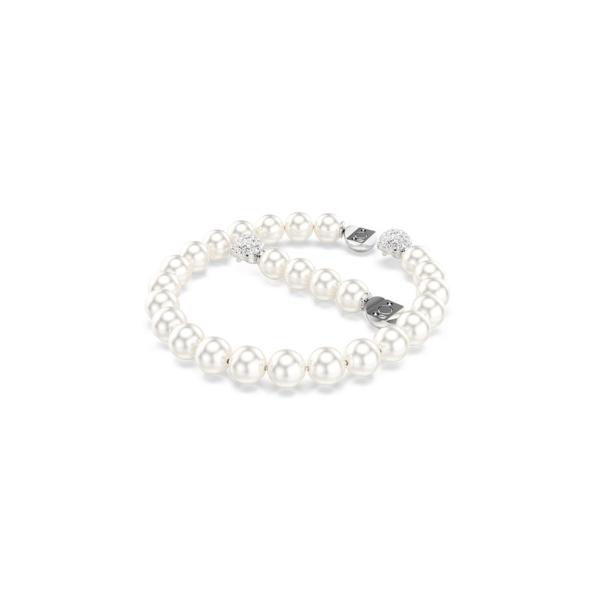 swarovski matrix bracelet  crystal pearl  white  rhodium plated