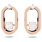 Swarovski Sparkling Dance stud earrings, Round cut, Oval shape, White, Rose gold-tone plated