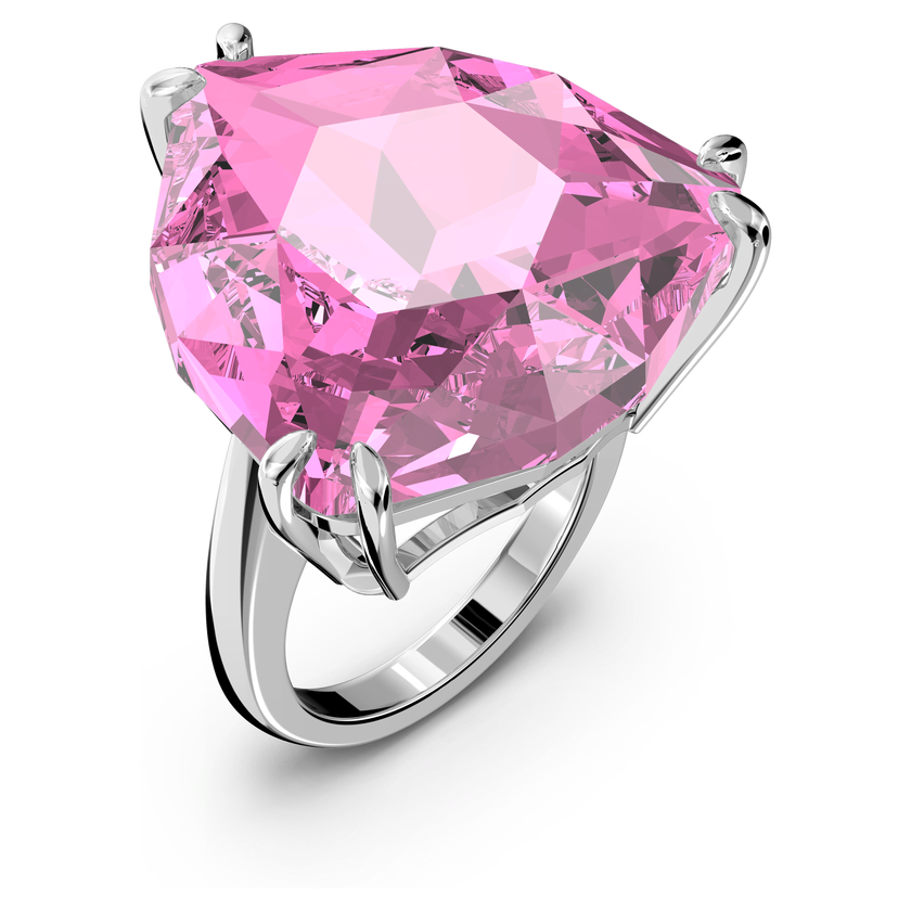 swarovski millenia cocktail ring  trilliant cut crystal  pink  rhodium plated