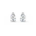 Attract  Pear Stud Pierced Earrings, White, Rhodium plated