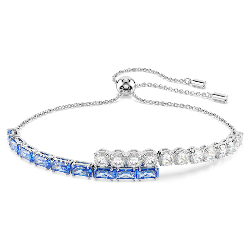 swarovski matrix bracelet  mixed cuts  blue  rhodium plated
