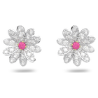 Eternal Flower stud earrings, Flower, Pink, Mixed metal finish