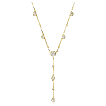 swarovski imber y necklace  round cut  scattered design  white  gold tone plated