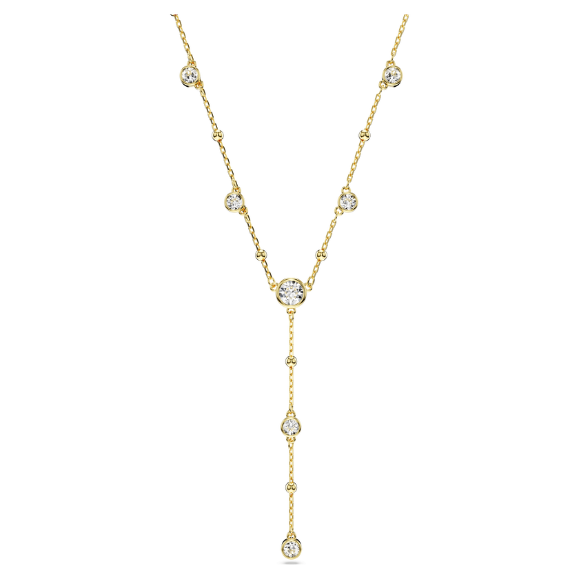 swarovski imber y necklace  round cut  scattered design  white  gold tone plated