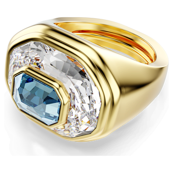 swarovski chroma cocktail ring  octagon cut  blue  gold tone plated