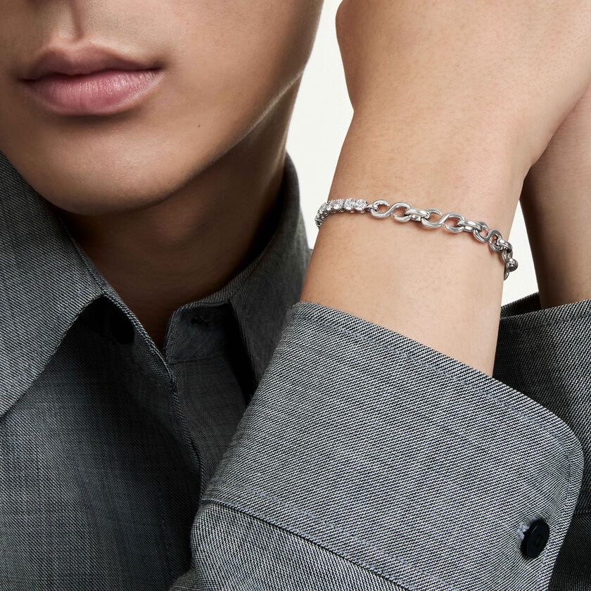 swarovski matrix bracelet  round cut  white  rhodium plated