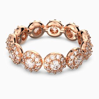 Constella ring, Pavé, White, Rose gold-tone plated