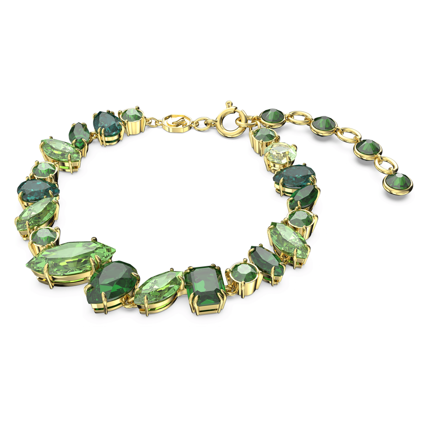swarovski gema bracelet  mixed cuts  green  18k gold finish