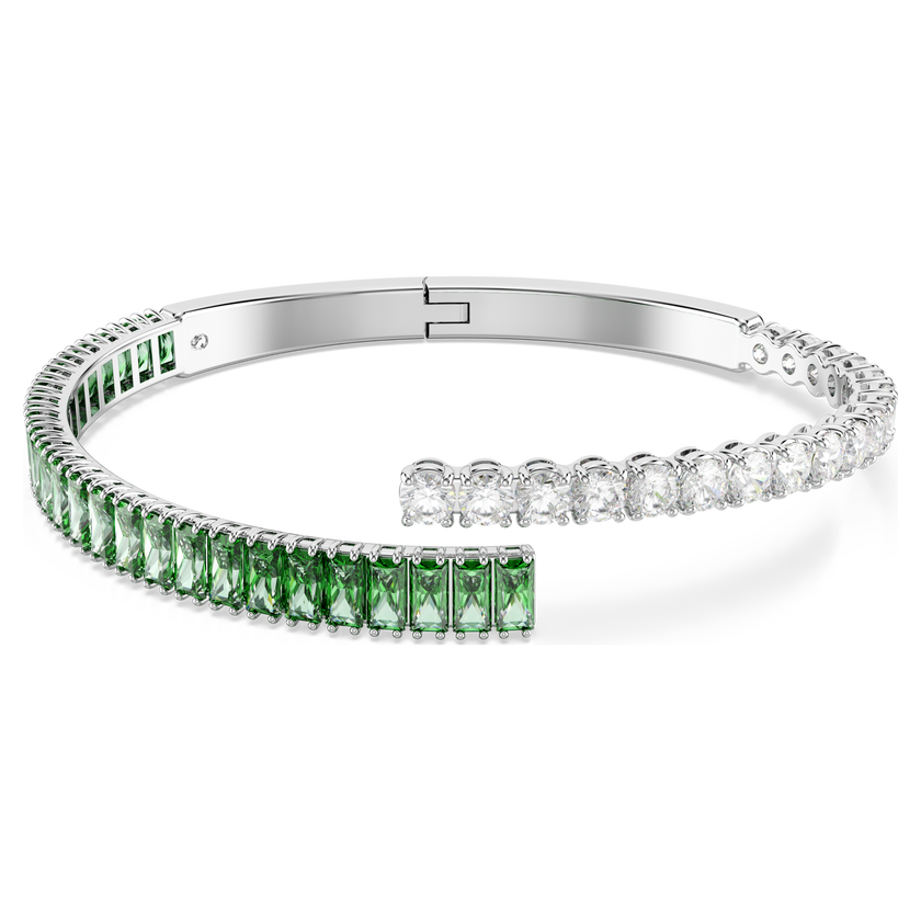 swarovski matrix bangle  mixed cuts  green  rhodium plated