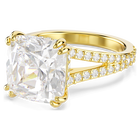 swarovski stilla cocktail ring  square cut  pav   white  18k gold finish