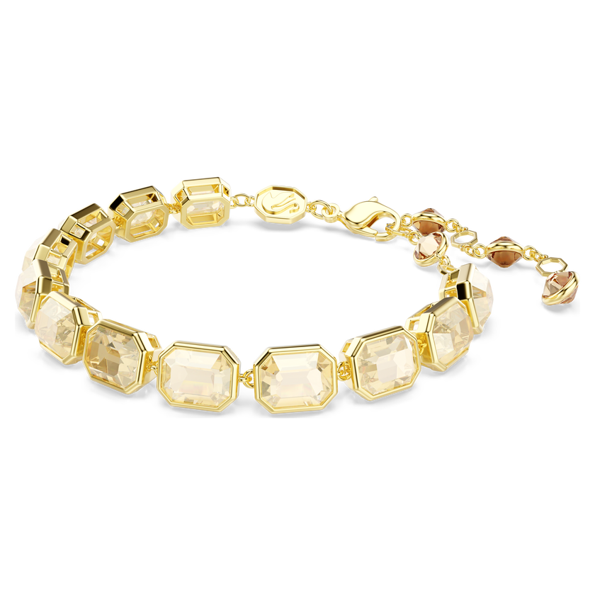 swarovski millenia tennis bracelet  octagon cut  caramel  gold tone plated