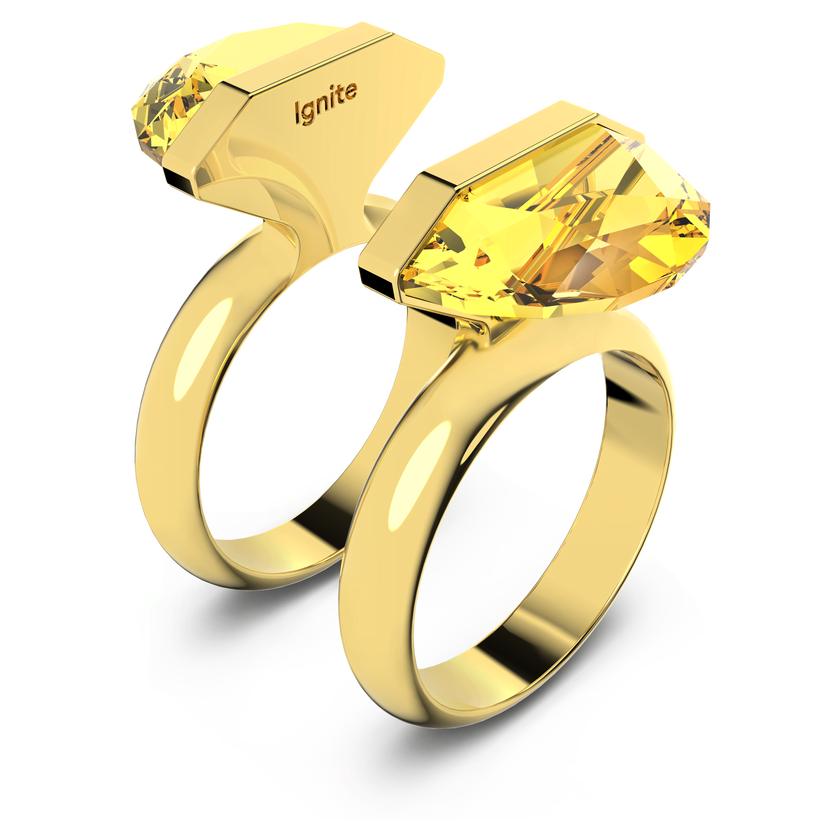 swarovski lucent ring  magnetic  yellow  gold tone plated