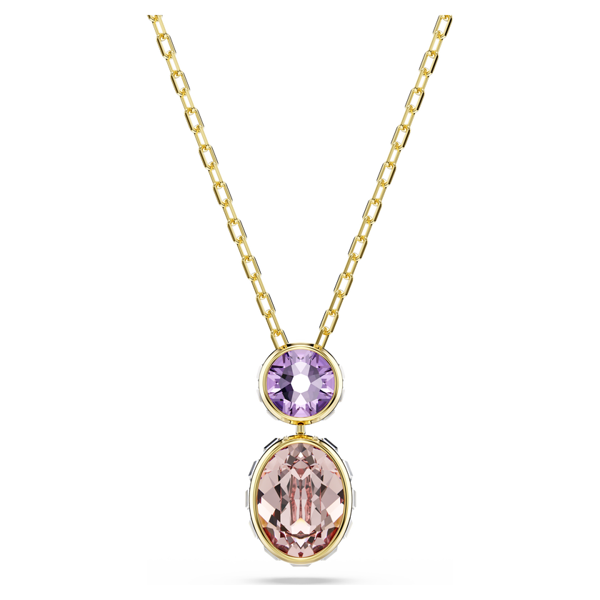 swarovski chroma pendant  mixed cuts  multicolored  gold tone plated