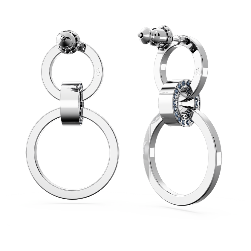 swarovski أقراط حلقية hollow، لون أزرق، طلاء روديوم
