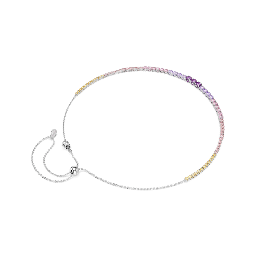 swarovski matrix tennis necklace  gradient of round cuts  multicolored  rhodium plated