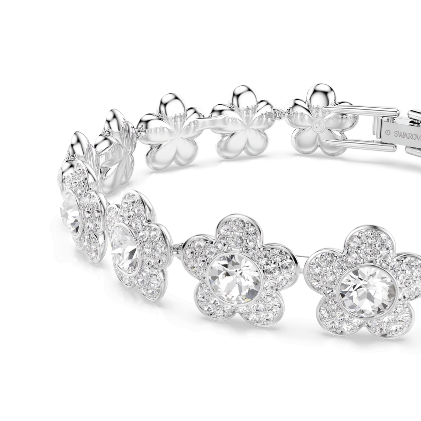 ariana grande x swarovski bracelet  round cut  flower  white  rhodium plated