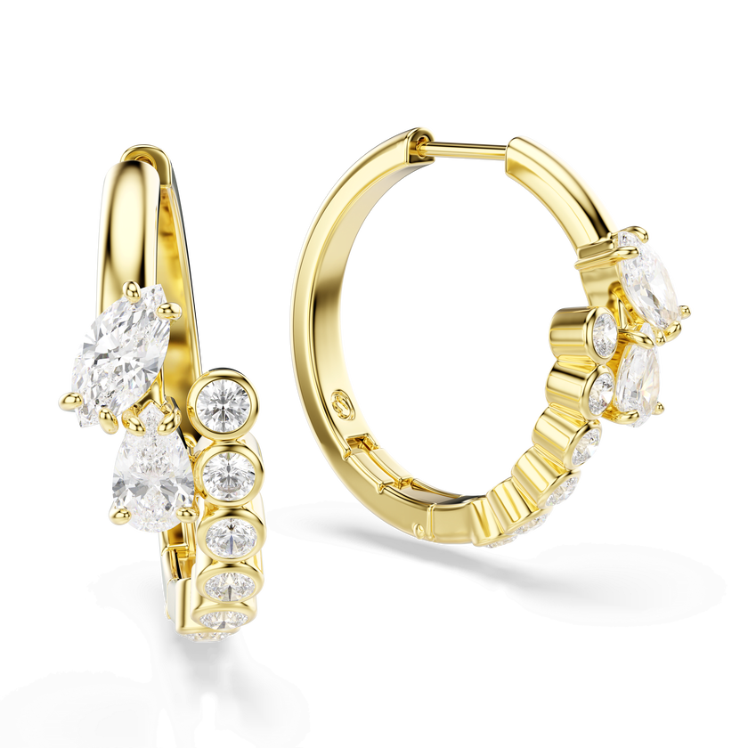 swarovski أقراط حلقية mesmera، قطع متنوع، لون أبيض، لمسة نهائية من الذهب عيار 18 قيراط