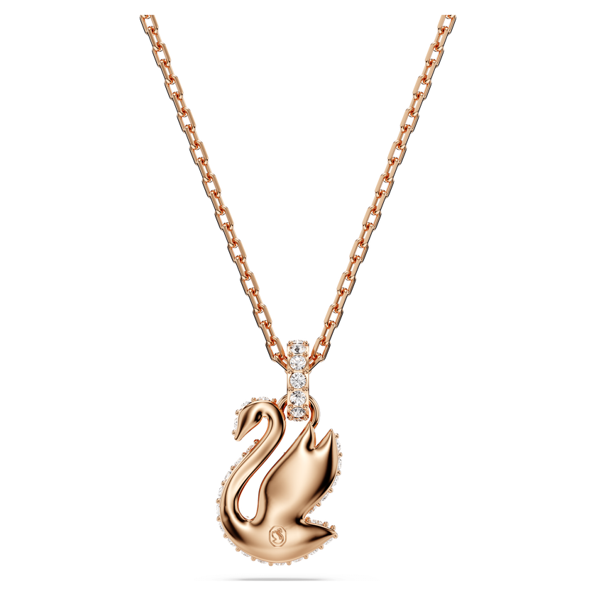 swarovski swan pendant  swan  small  black  rose gold tone plated