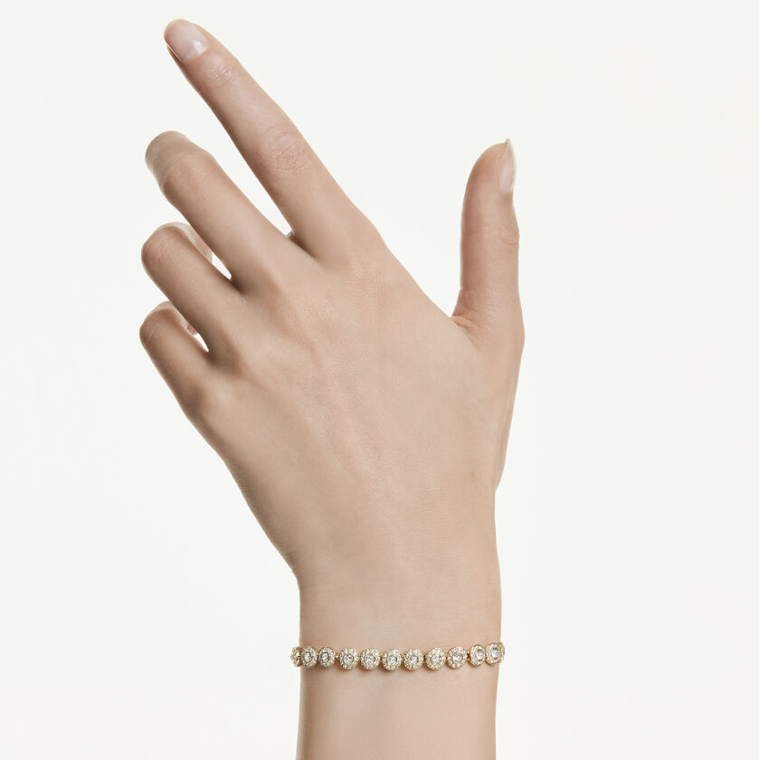 swarovski سوار una angelic، قطع مستدير، لون أبيض، طلاء باللون الذهبي