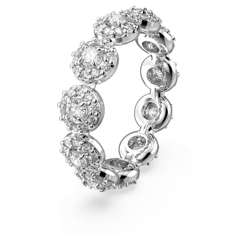 swarovski una ring  round cut  pav   white  rhodium plated