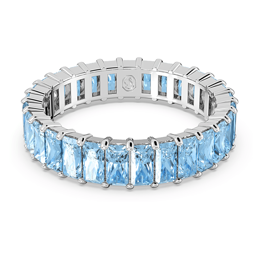 swarovski matrix ring  baguette cut  blue  rhodium plated
