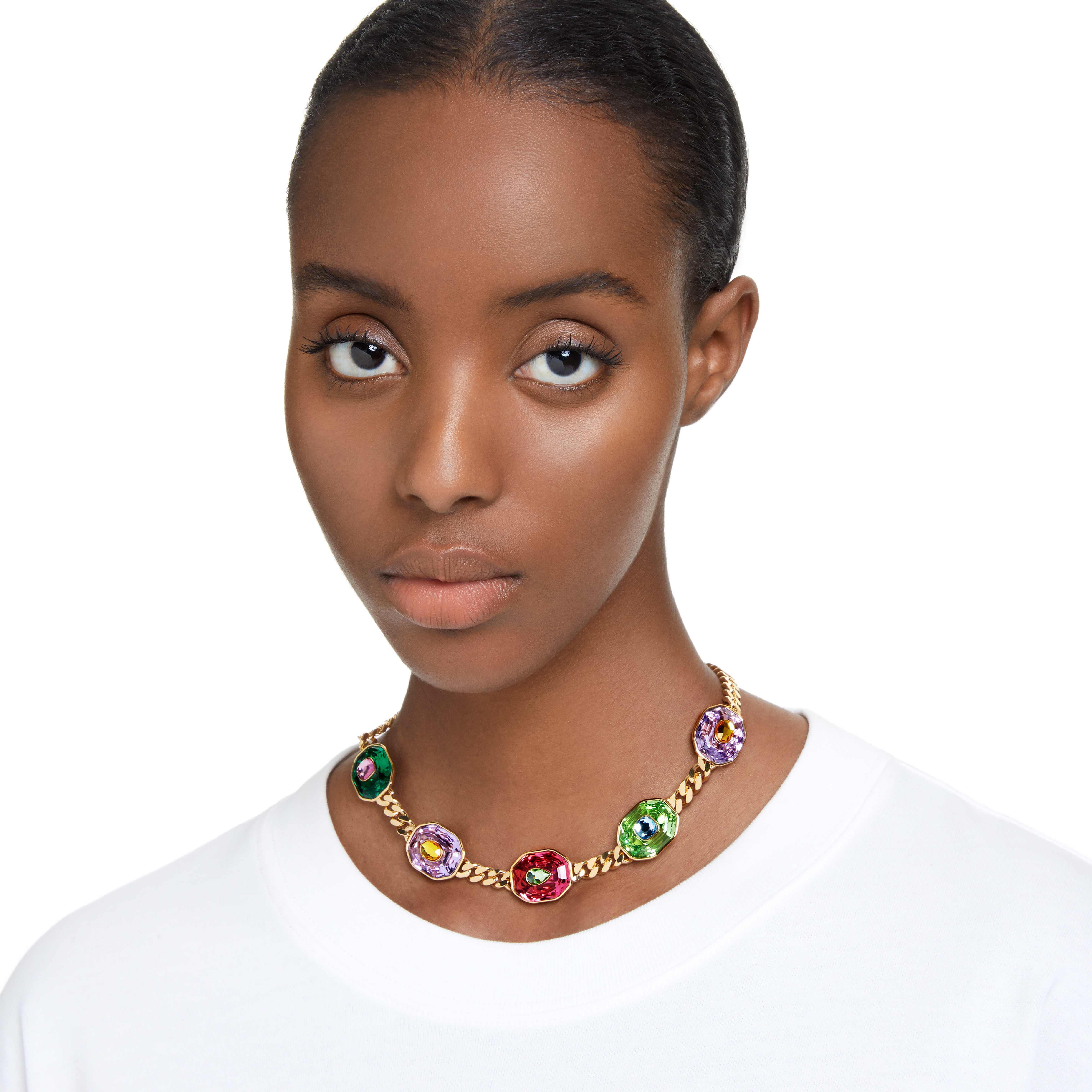 Buy Swarovski Chroma choker, Mixed cuts, Multicolored, Gold-tone plated