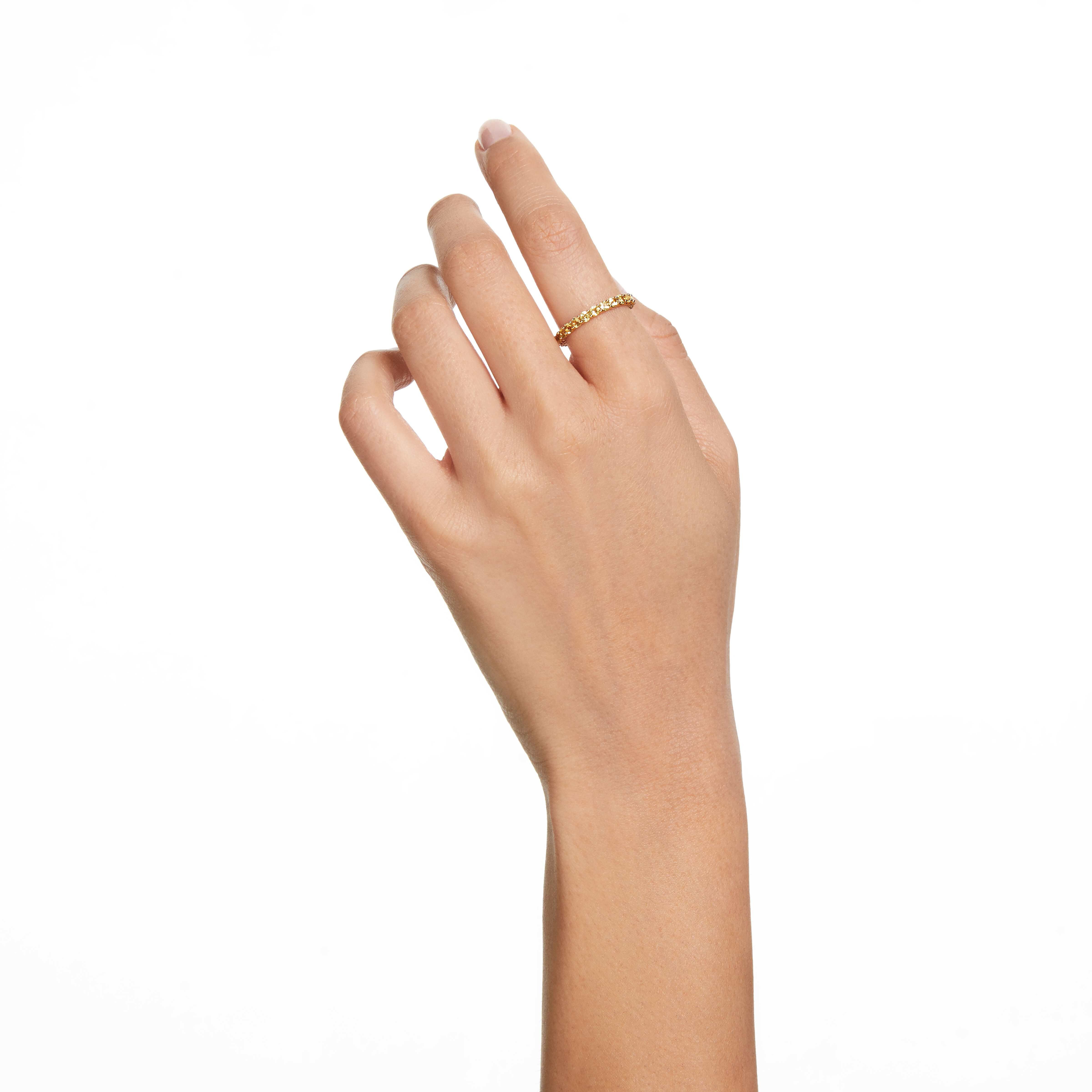 swarovski خاتم matrix، قطع مستدير، لون أصفر، طلاء بلون ذهبي