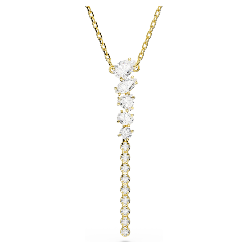 swarovski عقد mesmera على شكل حرف y، قطع متنوع، لون أبيض، لمسة نهائية من الذهب عيار 18 قيراط