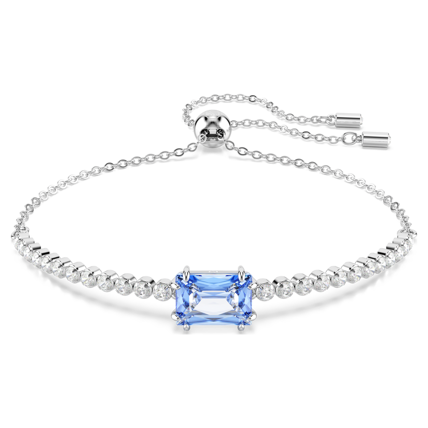 swarovski matrix tennis bracelet  mixed cuts  blue  rhodium plated