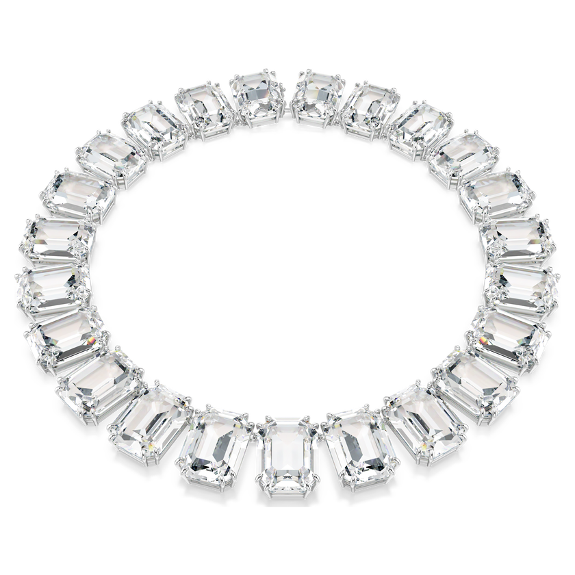 swarovski millenia necklace  oversized crystals  octagon cut  white  rhodium plated