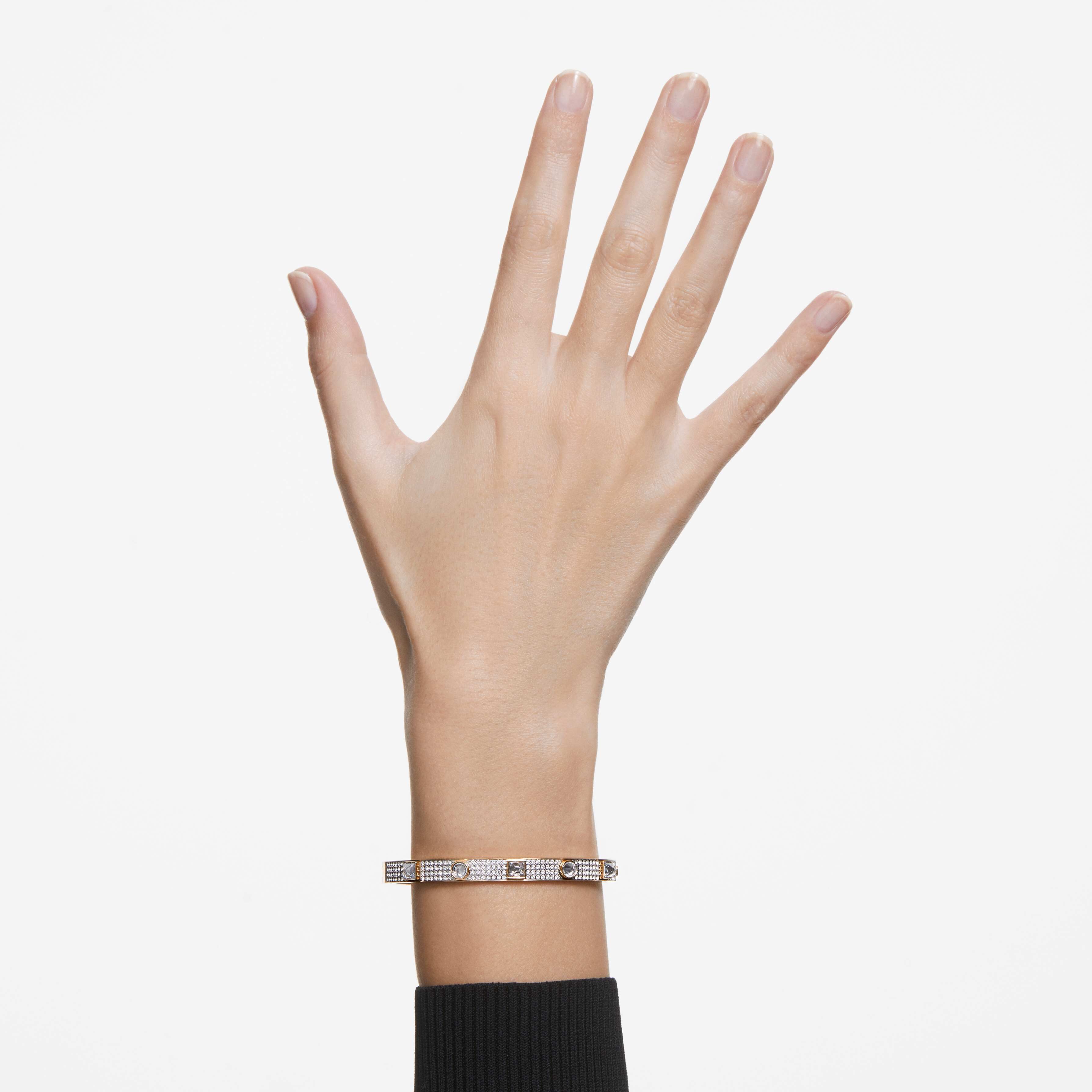 swarovski thrilling deluxe bangle  white  gold tone plated