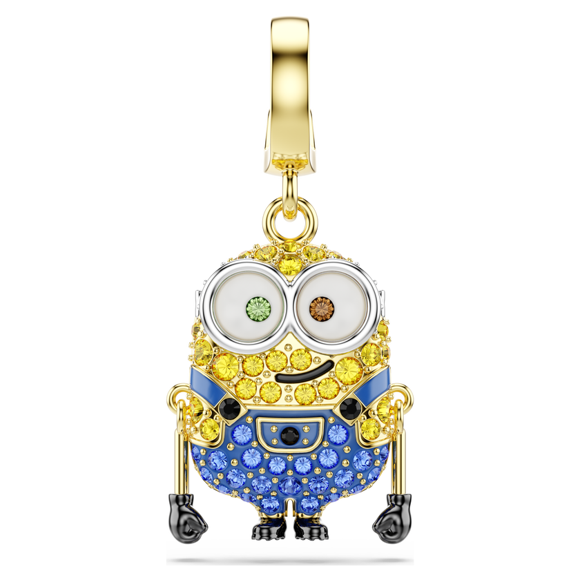 swarovski minions bob charm  pav   multicolored  18k gold finish