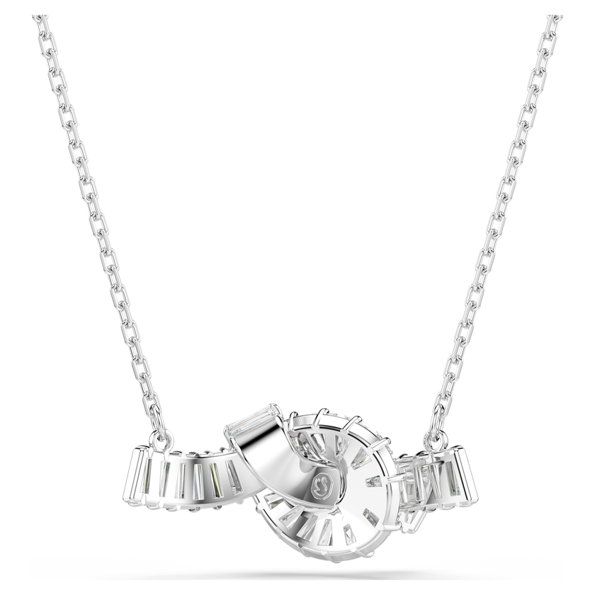 swarovski matrix pendant  baguette cut  knot  white  rhodium plated