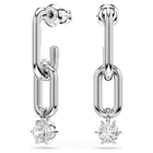 swarovski أقراط متدلية constella، لآلئ كريستال، قطع مستدير، لون أبيض، طلاء روديوم