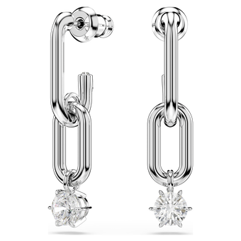 swarovski constella drop earrings  crystal pearl  round cut  white  rhodium plated