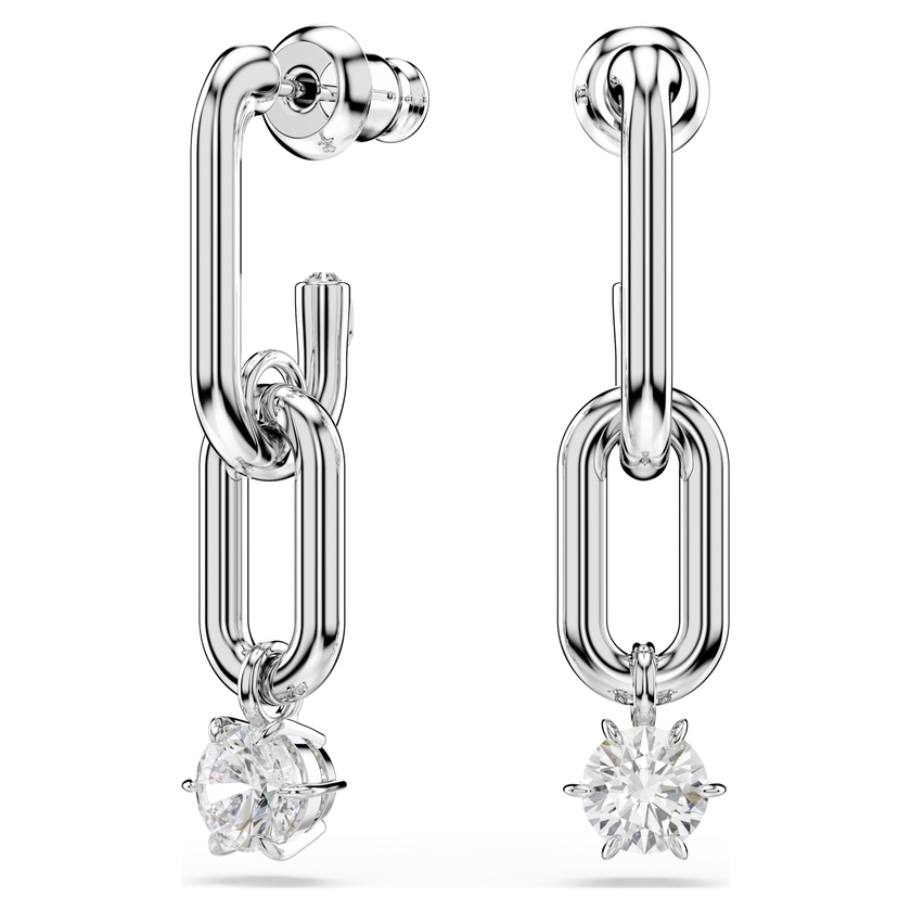 swarovski constella drop earrings  crystal pearl  round cut  white  rhodium plated