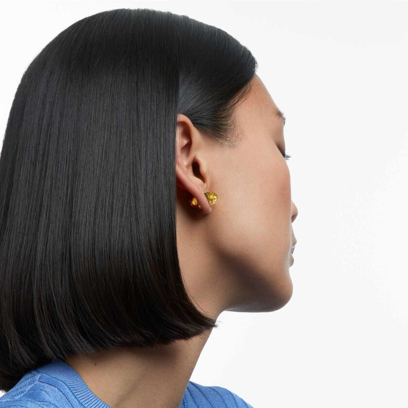 swarovski lucent ear cuff   single  magnetic  yellow  gold tone plated