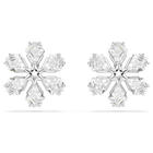 swarovski idyllia stud earrings  mixed cuts  snowflake  white  rhodium plated