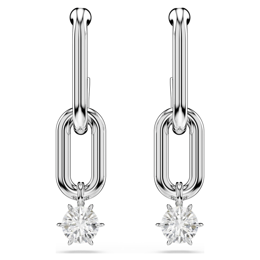 swarovski constella drop earrings  crystal pearl  round cut  white  rhodium plated