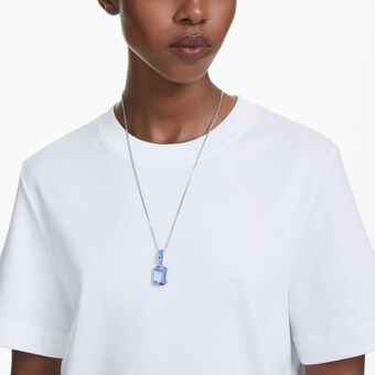 swarovski millenia pendant  octagon cut  blue  rhodium plated