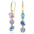 swarovski أقراط متدلية gema، تصميم غير متماثل، قطع متنوع، ألوان متعددة، طلاء باللون الذهبي