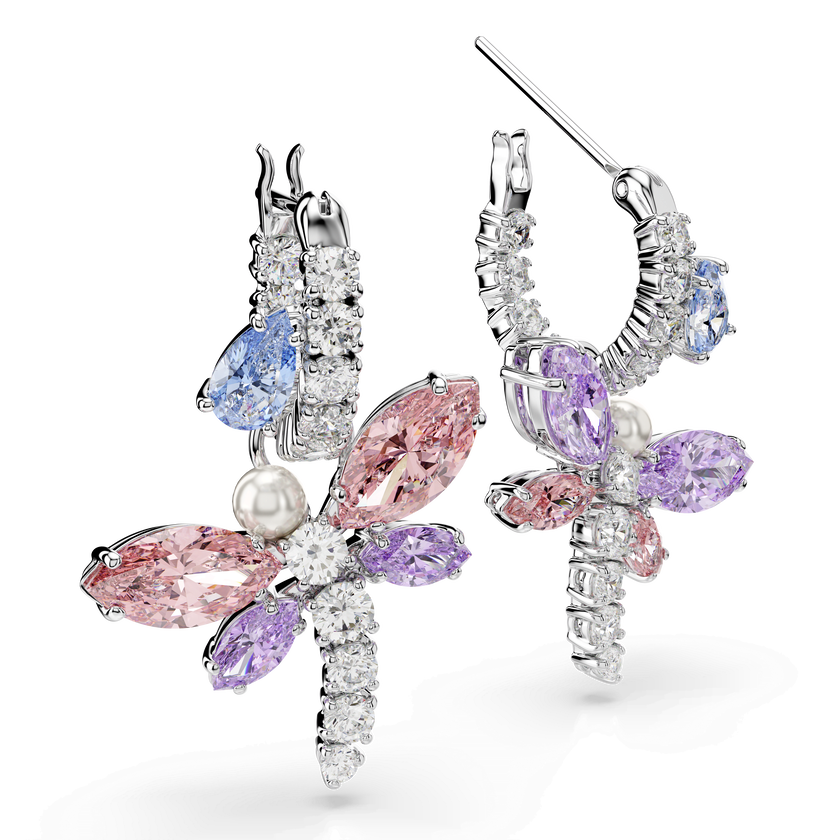 أقراط متدلية ariana grande x swarovski، قطع متنوع، شكل يعسوب، ألوان متعددة، طلاء روديوم