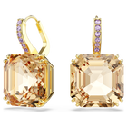 swarovski millenia drop earrings  mixed cuts  caramel  gold tone plated