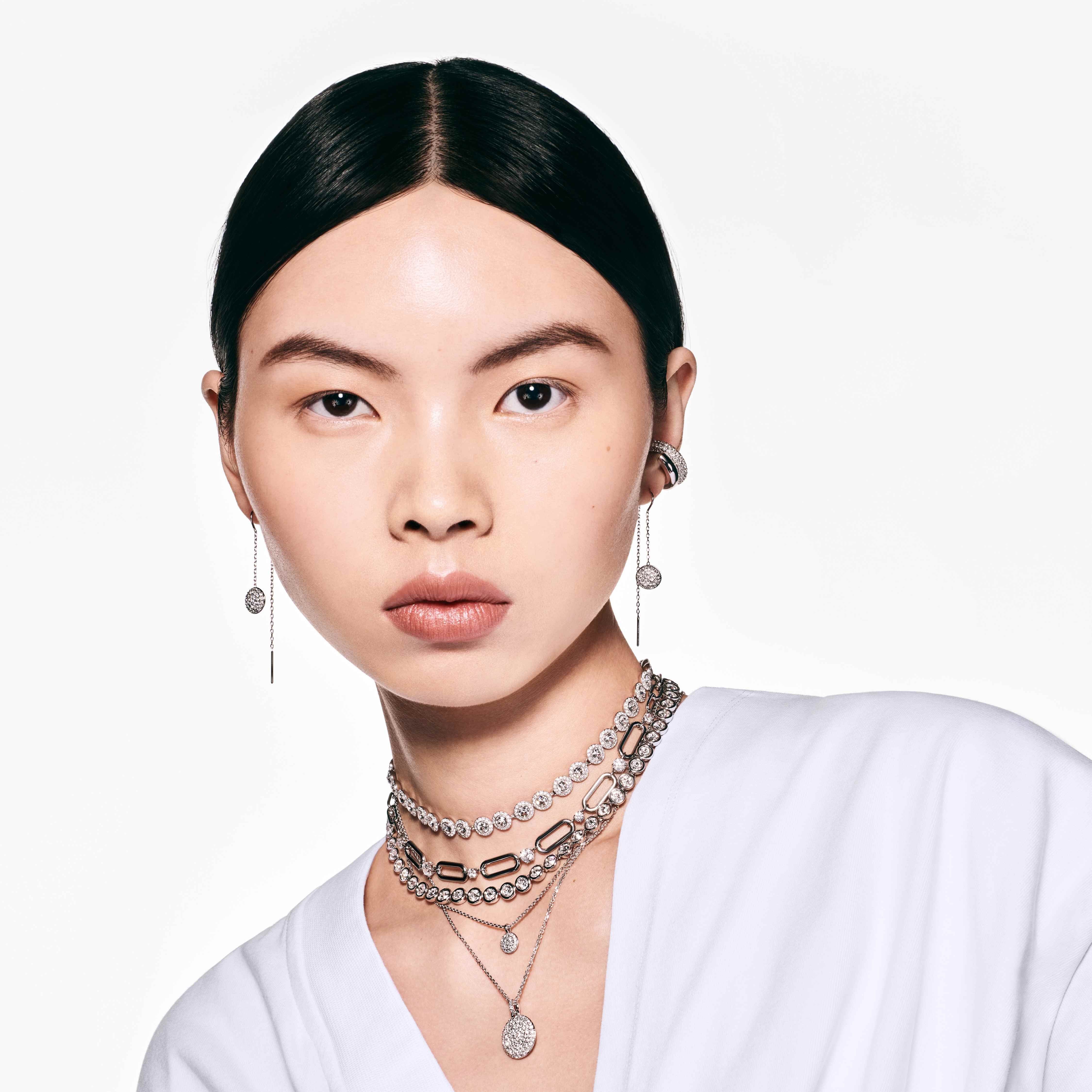 swarovski عقد constella، لون أبيض، طلاء روديوم