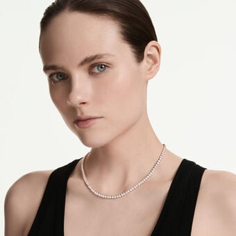 swarovski عقد تنس matrix، قطع مُستدير، لون أبيض، لمسة نهائية من الذهب الوردي عيار 18 قيراط