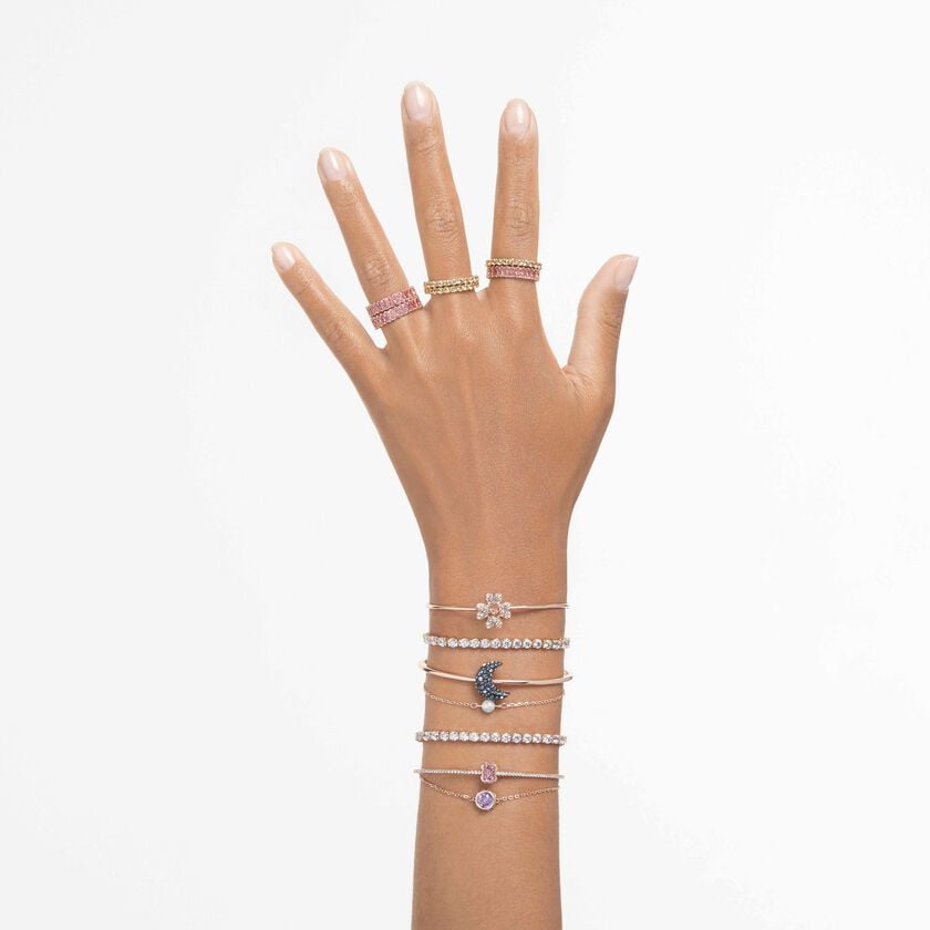 swarovski خاتم matrix، قطع باغيت، لون وردي، طلاء بلون ذهبي وردي