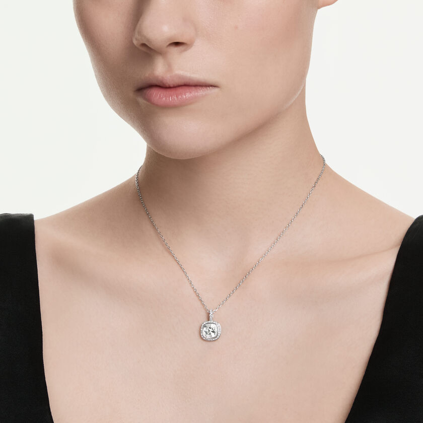 swarovski una angelic pendant  cushion cut  white  rhodium plated