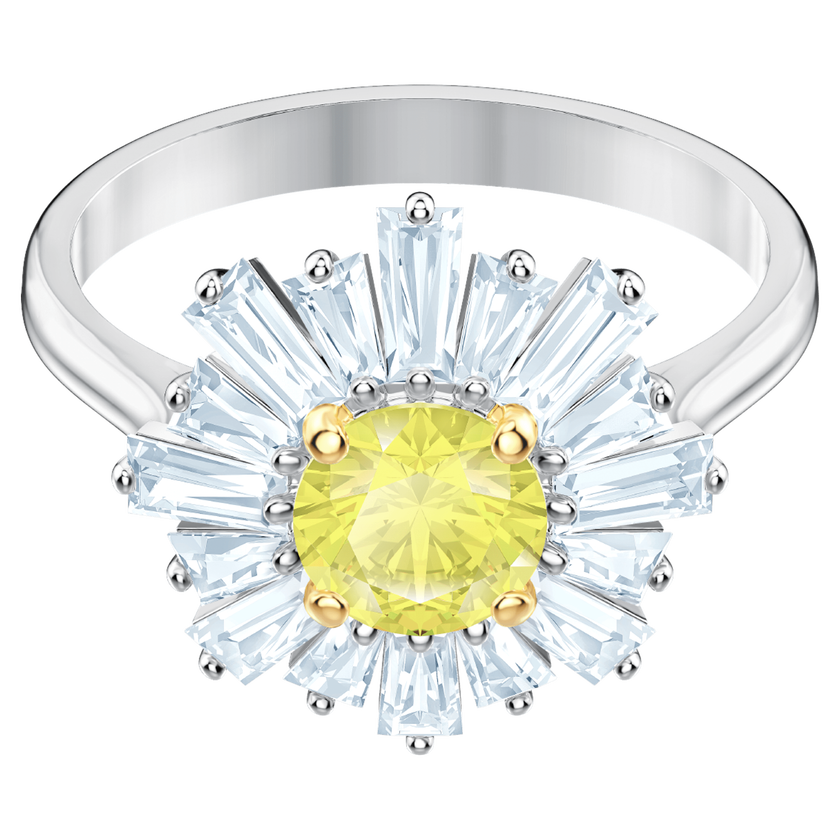 Sunshine Ring, Yellow, Rhodium plating | Swarovski Egypt